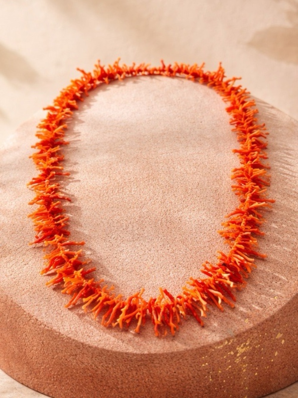 Vintage Angel Skin Branch Coral Necklace 22” Salmon Gold Hidden Clasp Boho Lux - Picture 3 of 17